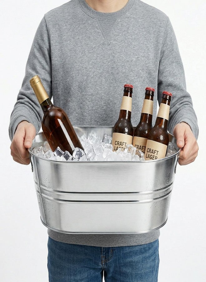 Dicunoy 2 Pack Ice Buckets Galvanized Tub, 1.2 Gallon Beverage Tubs for Parties, Metal Beer Drink Buckets with Handles, Wine Cooler Storage for Champagne Cocktails Bar Supplies - Image 4