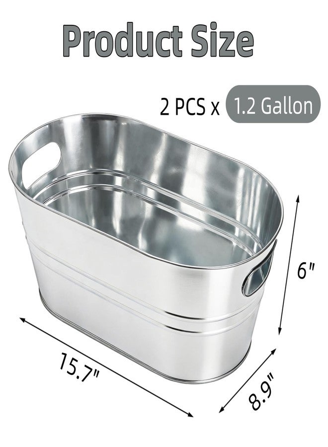 Dicunoy 2 Pack Ice Buckets Galvanized Tub, 1.2 Gallon Beverage Tubs for Parties, Metal Beer Drink Buckets with Handles, Wine Cooler Storage for Champagne Cocktails Bar Supplies - Image 2