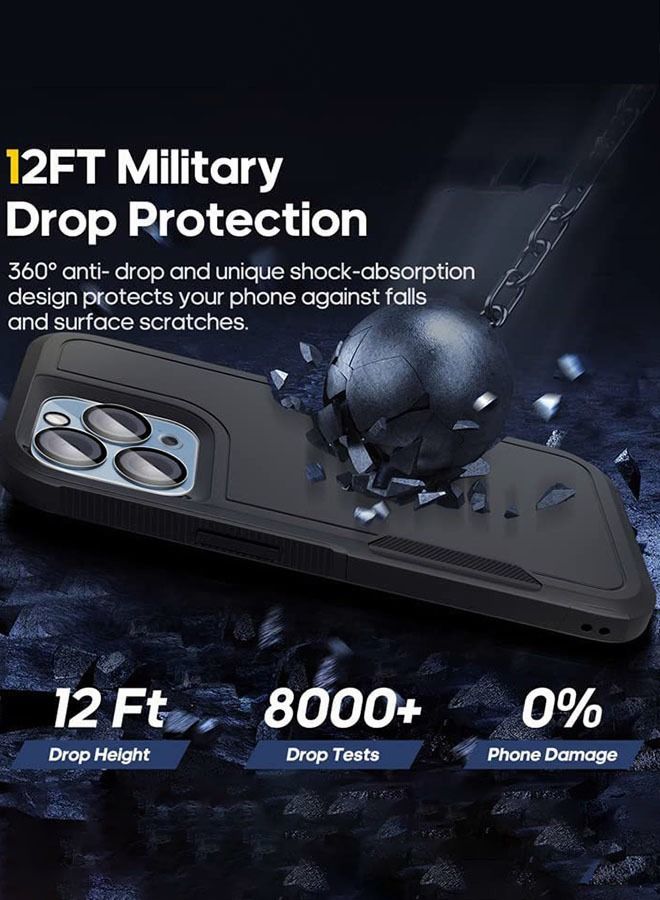 Motim 5 in 1 Phone Case +2 Lens Film +2 Screen Film Compatible for iPhone 14 Plus Military-Grade Drop Protection Hard Back Cover Shockproof Slim Case - Image 4