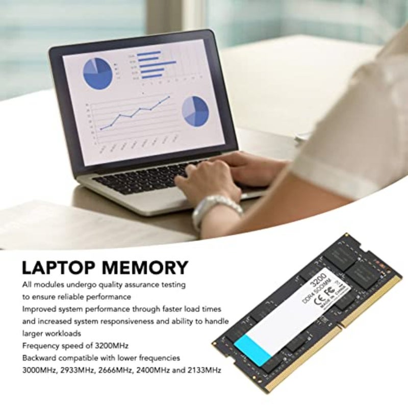ذاكرة وصول عشوائي DDR4 SODIMM سعة 64 جيجابايت، وحدة ذاكرة PC4 25600، ترقية ذاكرة الكمبيوتر المحمول مع التوافق مع الإصدارات السابقة، مثالية لأجهزة الكمبيوتر المحمول والكمبيوتر المحمول والكمبيوتر الشخصي 32 جيجابايت - Image 2