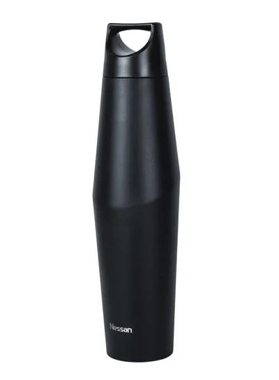 Nessan Nessan Double Wall Stainless Steel Vacuum Insulated Travel Flask Bottle for Water, Iced Tea or Hot Coffee, Smoothie and More (Black, 720ml)