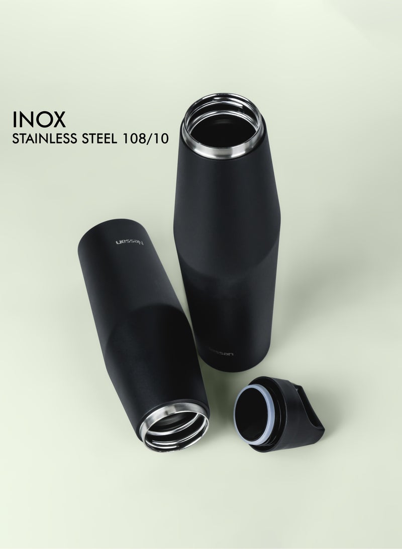 Nessan Nessan Double Wall Stainless Steel Vacuum Insulated Travel Flask Bottle for Water, Iced Tea or Hot Coffee, Smoothie and More (Black, 720ml) - Image 3