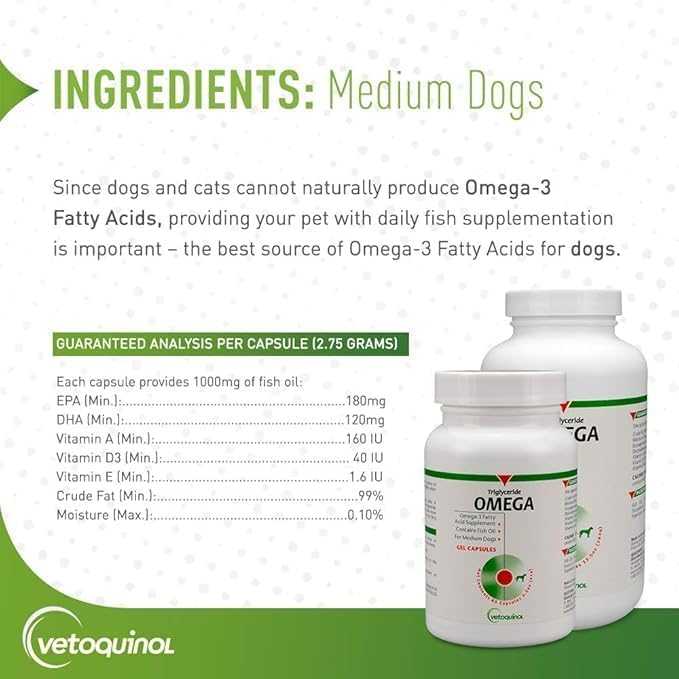 Vetoquinol Triglyceride Omega-3 Fatty Acid Supplement for Medium Dogs - 60 Gel Capsules - Image 5