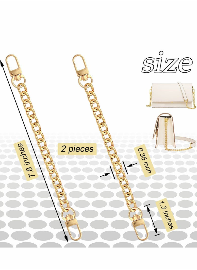 Excefore - 2 Pcs Purse Chain Strap 7.9 Inch DIY Flat Chain Strap Purse Strap Extender Handle Bag Accessories Charms Decoration for Purse Handbags Shoulder Bag - Gold - Image 1