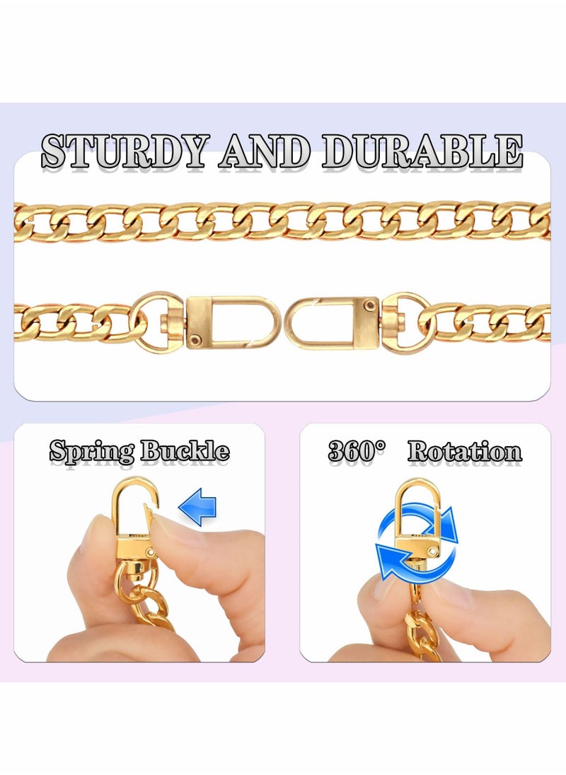 Excefore - 2 Pcs Purse Chain Strap 7.9 Inch DIY Flat Chain Strap Purse Strap Extender Handle Bag Accessories Charms Decoration for Purse Handbags Shoulder Bag - Gold - Image 1