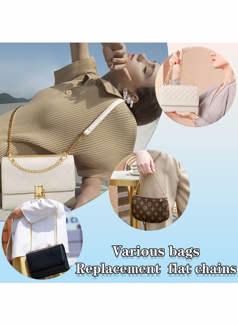 Excefore - 2 Pcs Purse Chain Strap 7.9 Inch DIY Flat Chain Strap Purse Strap Extender Handle Bag Accessories Charms Decoration for Purse Handbags Shoulder Bag - Gold - Image 1