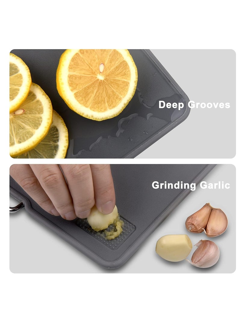 Excefore Cutting Boards For Kitchen Dishwasher Safe,Set Of 3 With Holder,Plastic Cutting Boards With Easy-Grip Handles.Garlic Grinding Area. BPA Free,Non-Porous Non-Slip Feet - Image 4