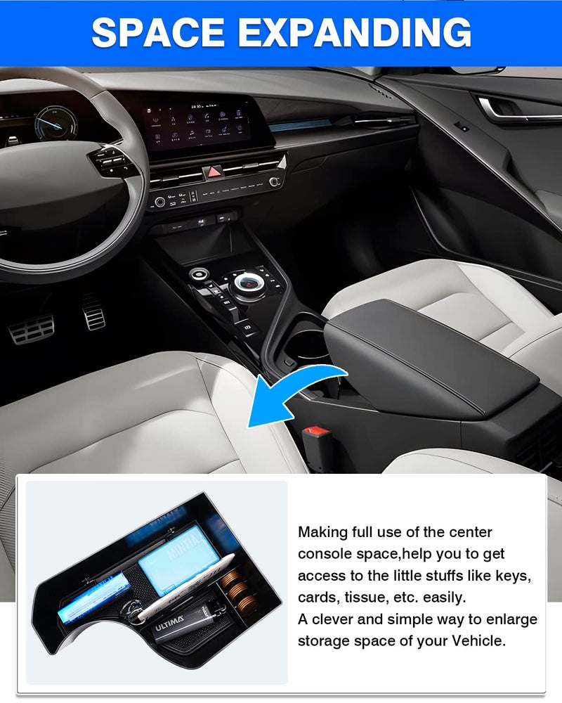 Autorder Center Console Organizer for 2023 2024 2025 2026 Kia NIRO Accessories Gear Shift Storage Box Gear Shifter Insert Tray with Black Mats - Image 3