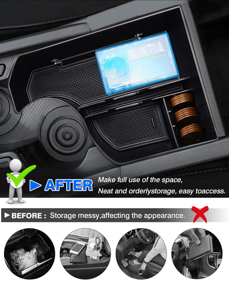 Autorder Center Console Organizer for 2023 2024 2025 2026 Kia NIRO Accessories Gear Shift Storage Box Gear Shifter Insert Tray with Black Mats - Image 4