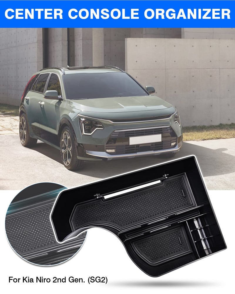 Autorder Center Console Organizer for 2023 2024 2025 2026 Kia NIRO Accessories Gear Shift Storage Box Gear Shifter Insert Tray with Black Mats - Image 2