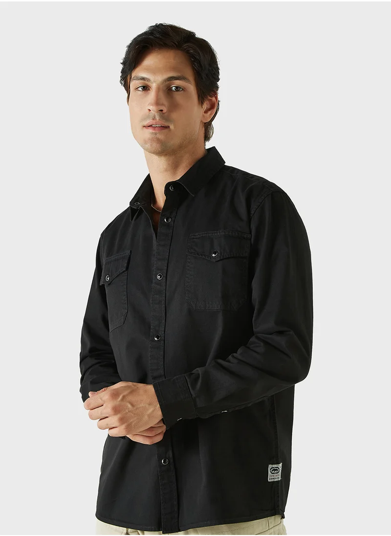 Ecko Unltd. Ecko Solid Shirt with Long Sleeves and Pockets