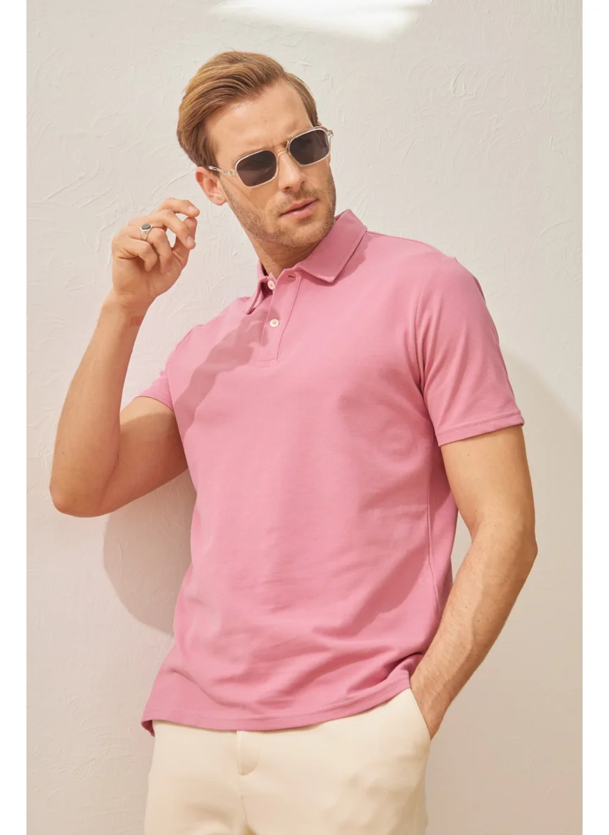 Odelon Men's Basic Polo Neck T-Shirt (Regular Fit) Dusty Rose