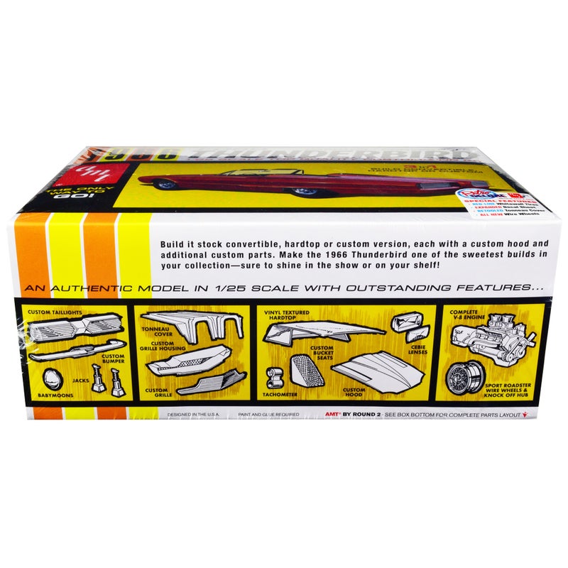 إيه إم تي Skill 2 Model Kit 1966 Ford Thunderbird Hardtop / مجموعة 3 في 1 قابلة للتحويل 1/25 نموذج مقياس من AMT - Image 1