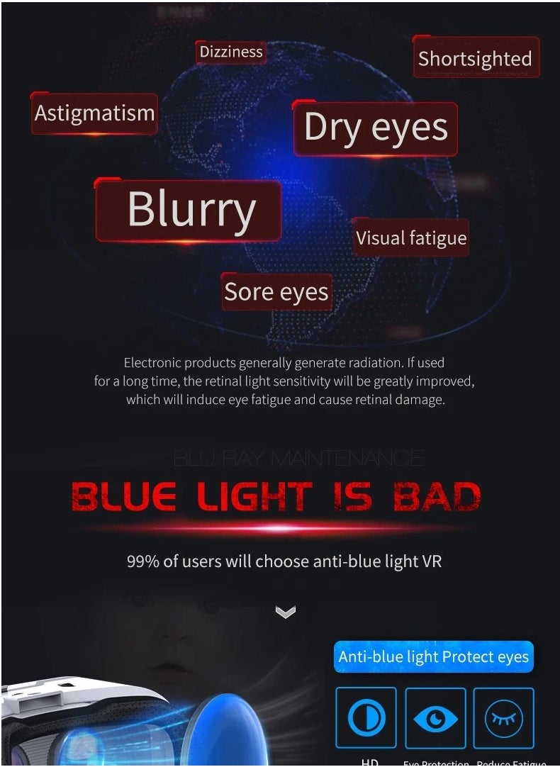 VR SHINECON - VR Headset Virtual Reality Glasses for Android Phone New Goggles for 3D Movies VR Games Compatible 5-7inch Soft & Comfortable Adjustable Distance - Image 1