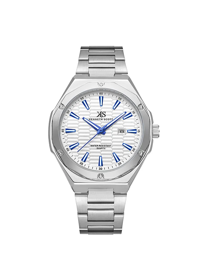 كينيث سكوت Kenneth Scott Men's White Dial Analog Watch - K23026-SBSW