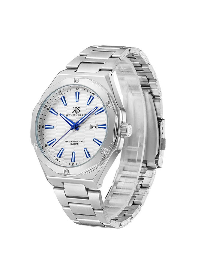 كينيث سكوت Kenneth Scott Men's White Dial Analog Watch - K23026-SBSW