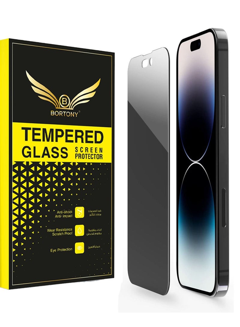 BORTONY Privacy Full Coverage Screen Protector for iPhone 14 Pro Max 6.7-Inch Anti-Spy Tempered Glass Film Edge to Edge Protection Case Friendly - Image 1
