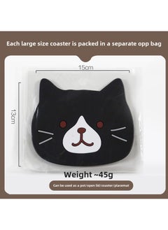 Cute Cat Pvc Anti-slip Heat Resistant Coaster Silicone Tea Cup Mat Dining Table Placemat Paw Print Kitchen Accessories-Color:Small Black (13 * 15cm)