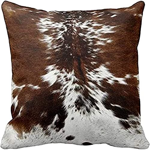 Leaveland Throw Pillowcase 16 x 16 Tri Color Brown Cowhide Print Throw Pillow Cover - Image 3