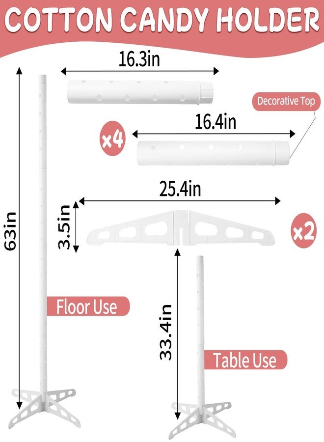 Enlisiwte Adjustable Cotton Candy Stand with 48 Holes, Plastic Floor Display Rack for Cotton Candy Cones, Cake Pops & Treats, Party Stand for Wedding, Birthday, Baby Shower, Christmas Decorations, 5.25 FT Tall - Image 5