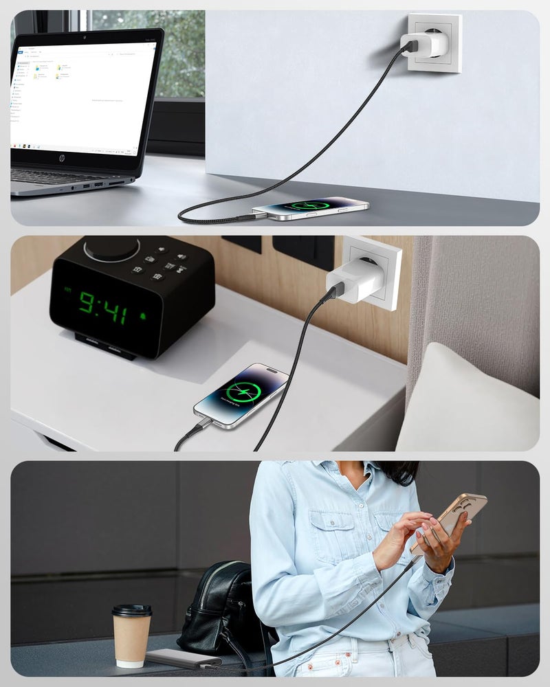 Umefly USB A to USB C Cable 3FT for iPhone 15 16 17 Pro Max, 2 Pack Braided Type C Charger Fast Charging Cable Cord for iPad Air Pro, Samsung Galaxy S24/S23/S22,Google Pixel, USB to USBC Cable 3FT - Image 3