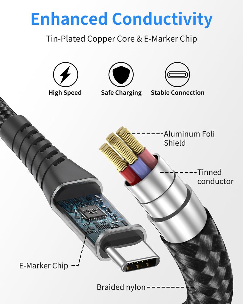 Umefly USB A to USB C Cable 3FT for iPhone 15 16 17 Pro Max, 2 Pack Braided Type C Charger Fast Charging Cable Cord for iPad Air Pro, Samsung Galaxy S24/S23/S22,Google Pixel, USB to USBC Cable 3FT - Image 4