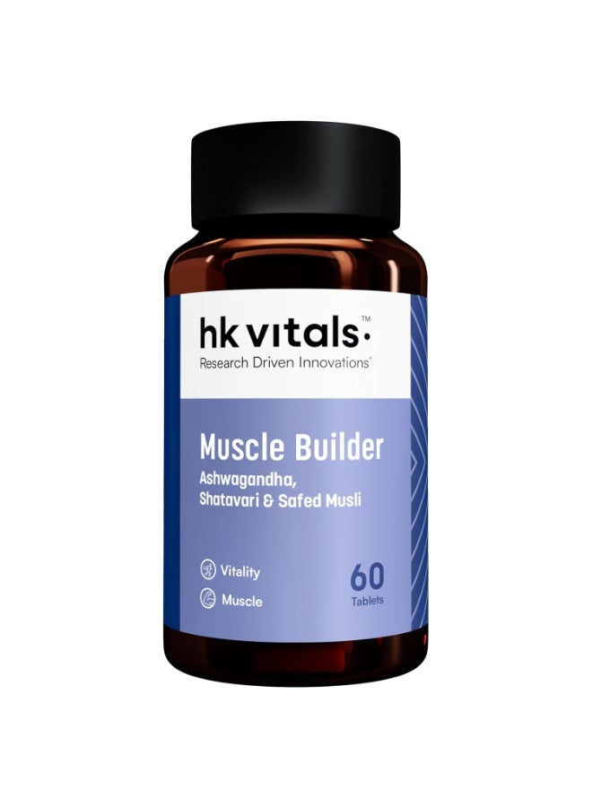 hk vitals Muscle Builder (60 Tablets) | Blend of Ashwagandha, Shatavari and Safed Musli | Boost Immunity, Muscle Strength and Vitality - Image 1