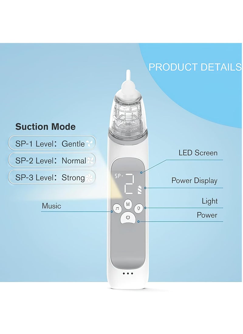 AMINAC Electric Nasal Aspirator for Baby, Adjustable Suction Nose Cleaner, Gentle and Effective Nose Sucker for Baby & Toddler,  3 Soft Silicone Tips, Music and Colorful Light Soothing  - Image 3