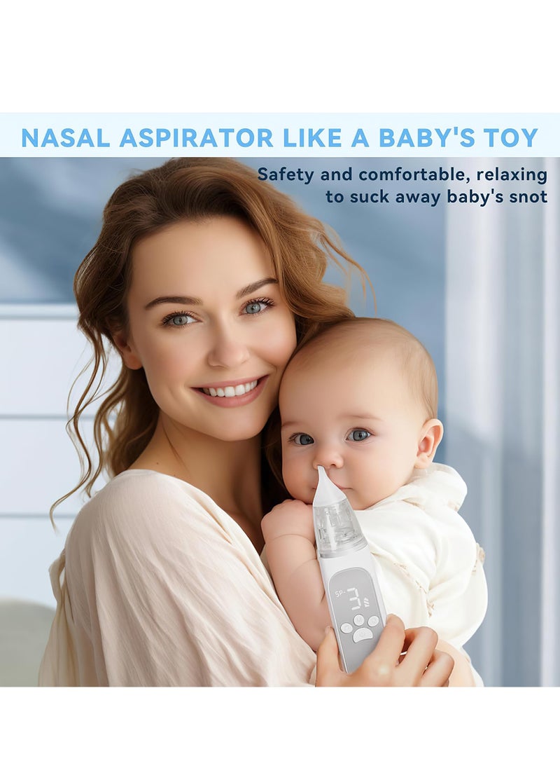 Electric Nasal Aspirator for Baby, Adjustable Suction Nose Cleaner, Gentle and Effective Nose Sucker for Baby & Toddler,  3 Soft Silicone Tips, Music and Colorful Light Soothing