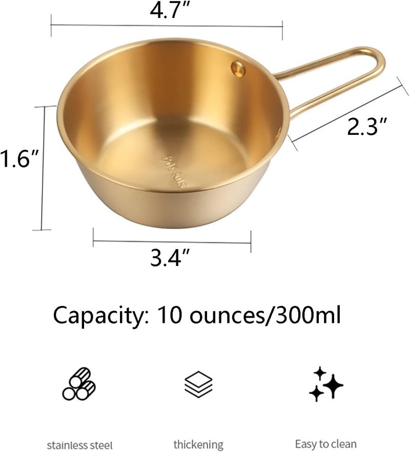 Dadamong 2Pack Makgeolli Bowls 304 Stainless Steel Korean Traditional Bowls Rice Wine Bowl with Handle Hiking Soup Dish Food Bowl Camp Cup 47 Inch 10 Ounces Gold - Image 3
