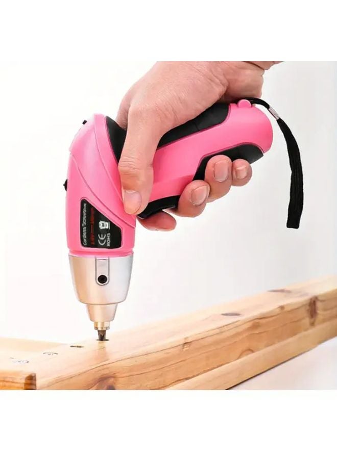 Pink 46pcs Rechargeable Electric Screwdriver Set Multifunctional Handheld Drill For Home DIY - Image 2