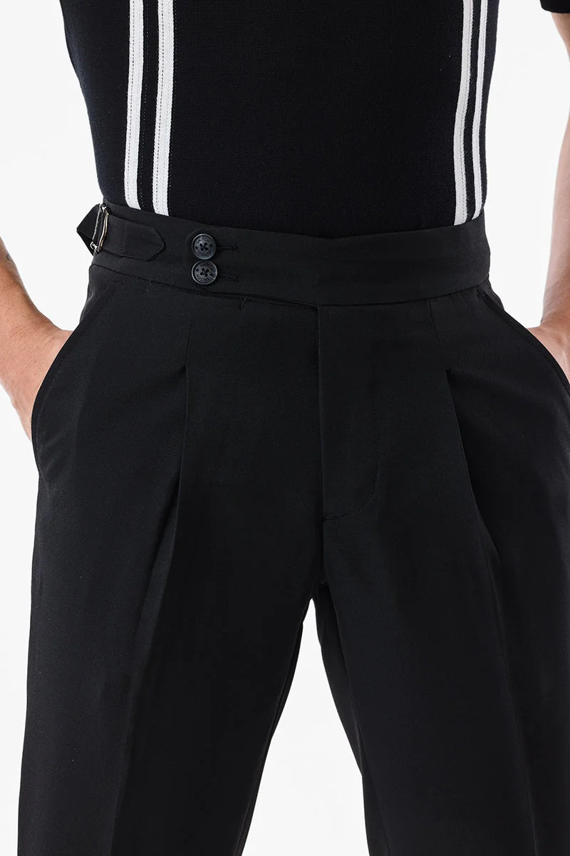 سنيتش Black Textured Slim Fit Formal Trousers