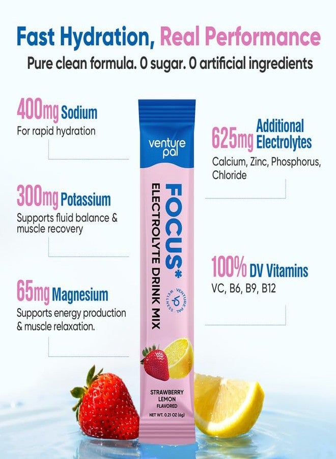 Venture Pal 2-in-1 Hydration Packets + Focus Support Electrolytes Powder, 7 Electrolytes + Vitamins, Magnesium, Lion's Mane & L-Theanine | Sugar Free Liquid Daily IV Drink Mix, Vegan, Keto, 16 Sticks - Image 4