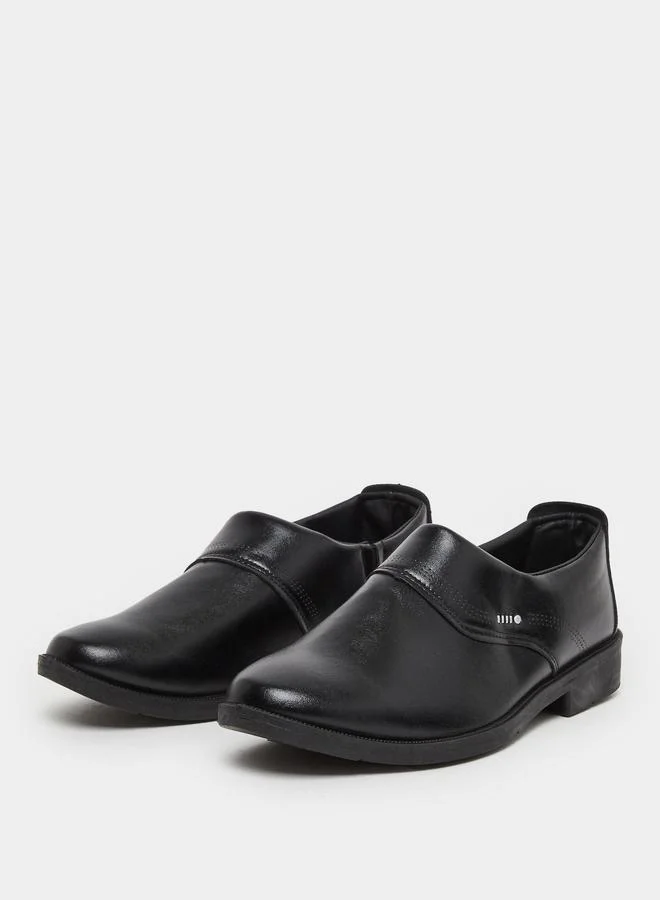 Styli Styli Men Black Solid Stitch Detail Slip On Formal Shoes