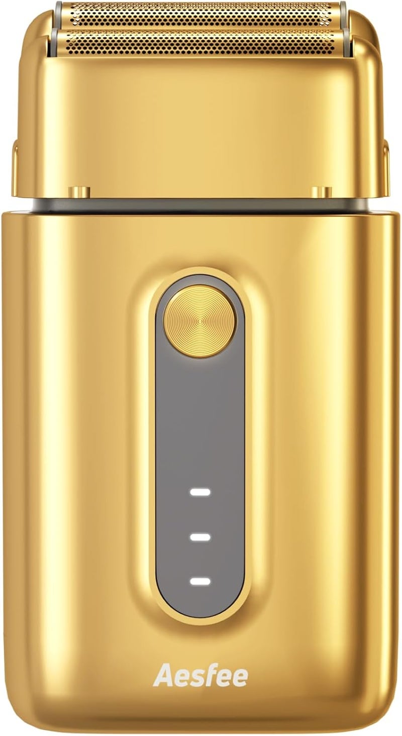 Aesfee Electric Foil Shavers for Men Barbers  Dual Foils Shaver for Bald Head Fades Hairline with Gold Titanium Foil Cutters  Precise Face Razors for Clean Beard Stubble Shaving TypeC Rechargeable