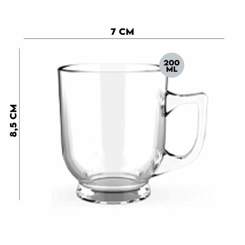 Glass Tea Coffee 200 ML Set Mugs Tea Cups Aldan Mug Crystal Clear with Handle,Tea, Milk, Hot and Cold Drinks Mug Kitchen & Dining Tableware Dinnerware Set (3) - Image 2