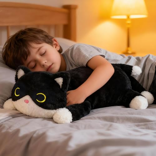 KOPHINYE Weighted Cat Stuffed AnimalCute Black and White Tuxedo Cat Plush Soft Weighted Plushies Cuddleable Sensory Comfort Pillow for Kids Boys Girls Christmas Birthday Gift17in 16lbs - Image 5