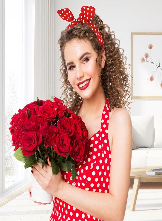 IKUHRMO Vintage Polka Dot Headband for Women, Wide Knot Hairband with Bow Retro Red Head Wrap for Daily Wear Makeup Party (Red, Medium) - Image 3