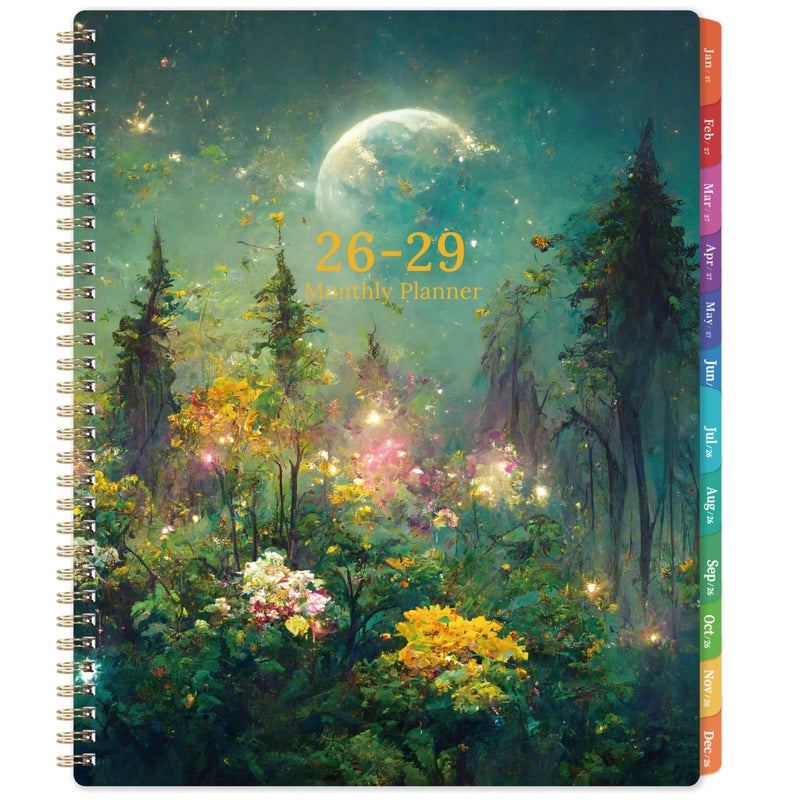 Pinchoco 2026-2029 Monthly Planner/Calendar - 3 Year Monthly Planner 2026-2029, Jul.2026 - Jun.2029, 9" x 11", 3 Year Calendar 2026-2027-2028 Monthly Planner with 36-Month Tabs, Inner Pocket - Dreaming Moonlight - Image 1