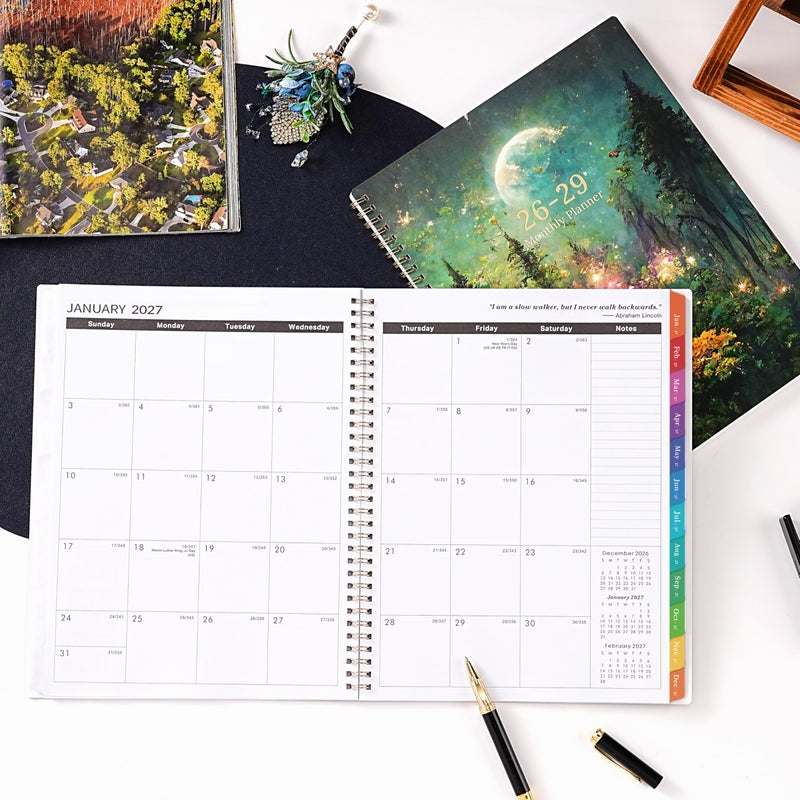 Pinchoco 2026-2029 Monthly Planner/Calendar - 3 Year Monthly Planner 2026-2029, Jul.2026 - Jun.2029, 9" x 11", 3 Year Calendar 2026-2027-2028 Monthly Planner with 36-Month Tabs, Inner Pocket - Dreaming Moonlight - Image 2