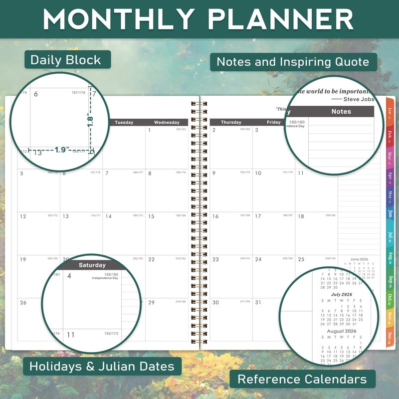 Pinchoco 2026-2029 Monthly Planner/Calendar - 3 Year Monthly Planner 2026-2029, Jul.2026 - Jun.2029, 9" x 11", 3 Year Calendar 2026-2027-2028 Monthly Planner with 36-Month Tabs, Inner Pocket - Dreaming Moonlight - Image 4