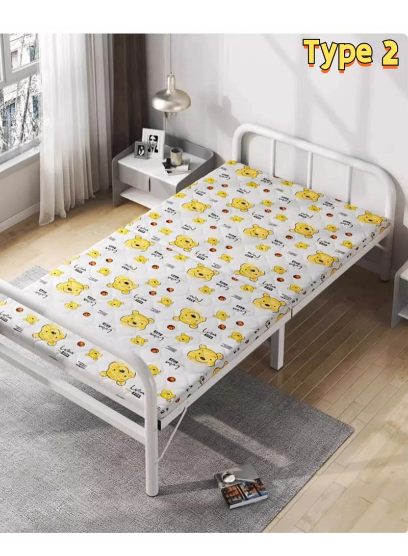 Saudi Select Foldable heavy-duty metal bed with headboard and footboard, no box spring required, no installation required, portable storage, metal platform with under-bed storage, 190 x 90 x 40 cm (bear pattern) - Image 5