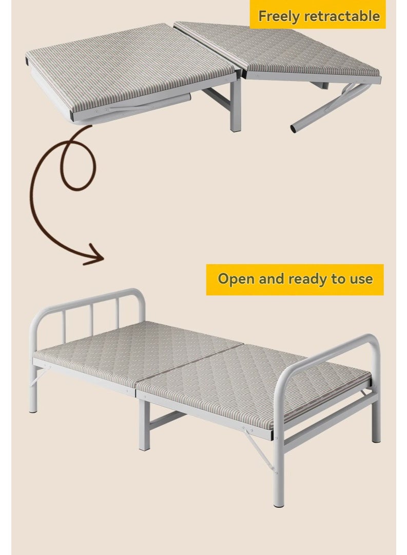 Saudi Select Foldable heavy-duty metal bed with headboard and footboard, no box spring required, no installation required, portable storage, metal platform with under-bed storage, 190 x 90 x 40 cm (bear pattern) - Image 2