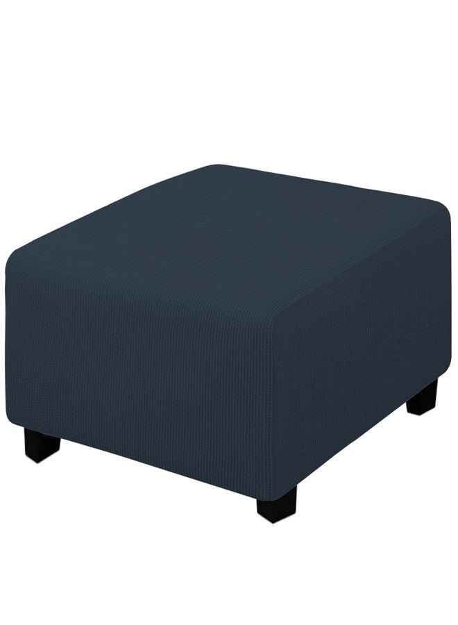 Easy-Going Stretch Square Ottoman Cover 40x40x15 inch Folding Storage Stool Furniture Protector Soft Rectangle slipcover with Elastic Bottom Dark Blue - Image 1