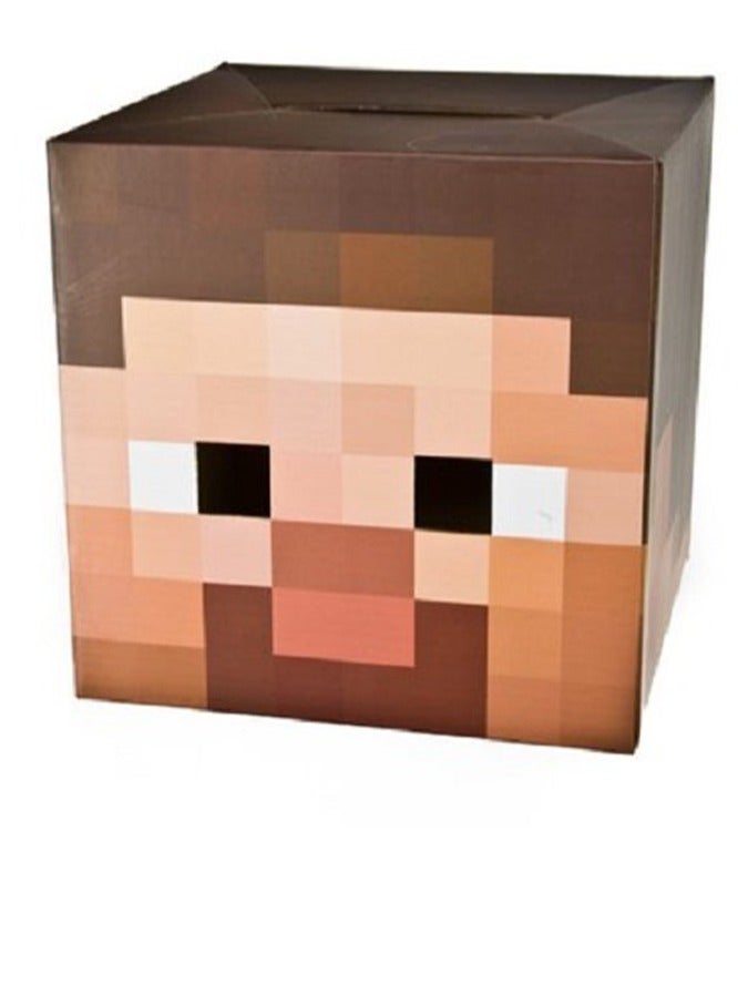 ماين كرافت صندوق ورقي على شكل رأس ستيف من ماين كرافت، غطاء رأس من الكرتون، ملحقات الألعاب، ديكورات الأداء، أدوات الأداء - Image 1