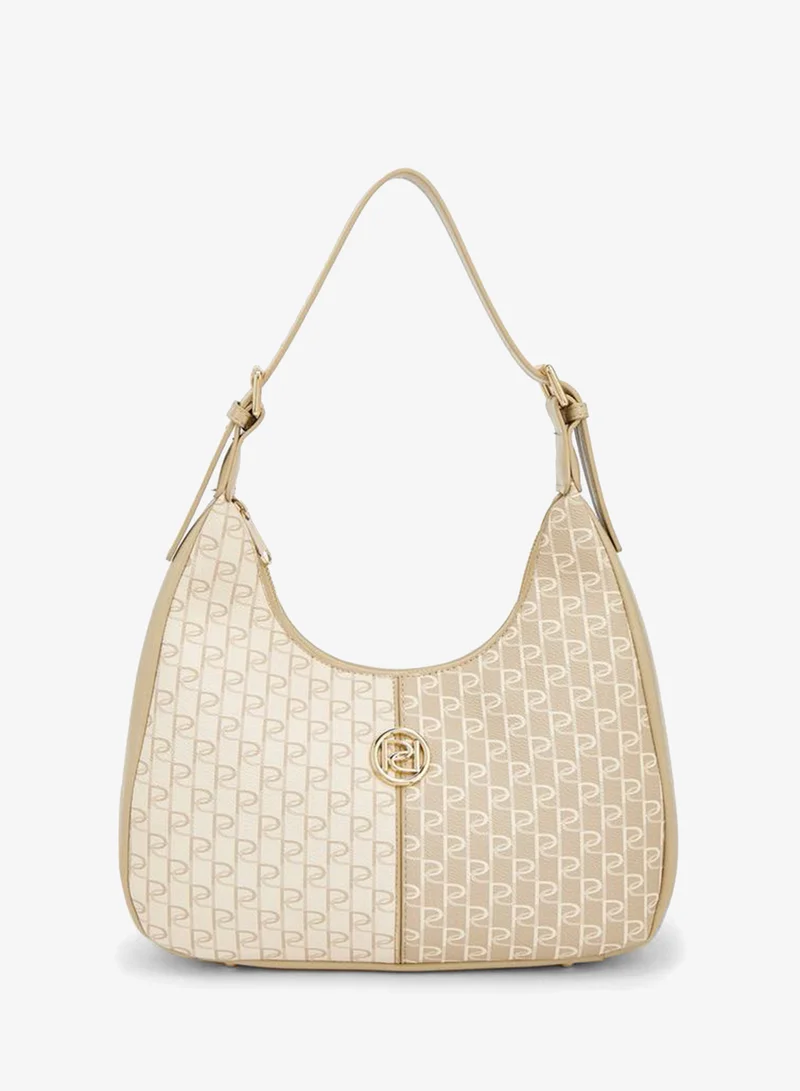 Paprika Monogram Print Shoulder Bag With Zip Closure