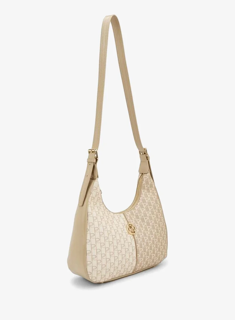 Paprika Monogram Print Shoulder Bag With Zip Closure