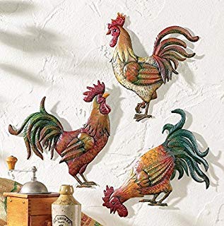 Besti CollectionsEtc French Country 12 Metal Rooster Trio Multicolor 