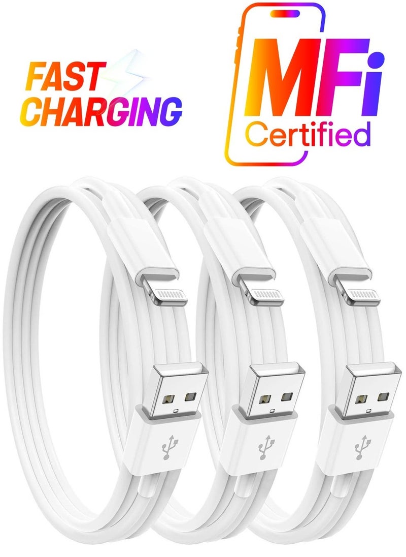 Generic iPhone Charger Cable  3Pack [Apple MFi Certified] Long Lightning to USB Cable 1 meter, Apple Fast Charging Lead for Apple iPhone 13 Pro/12 Pro Max/12 Mini/11/X/XS/XR/XS Max/8/8 Plus/7/6/iPad  - Image 1