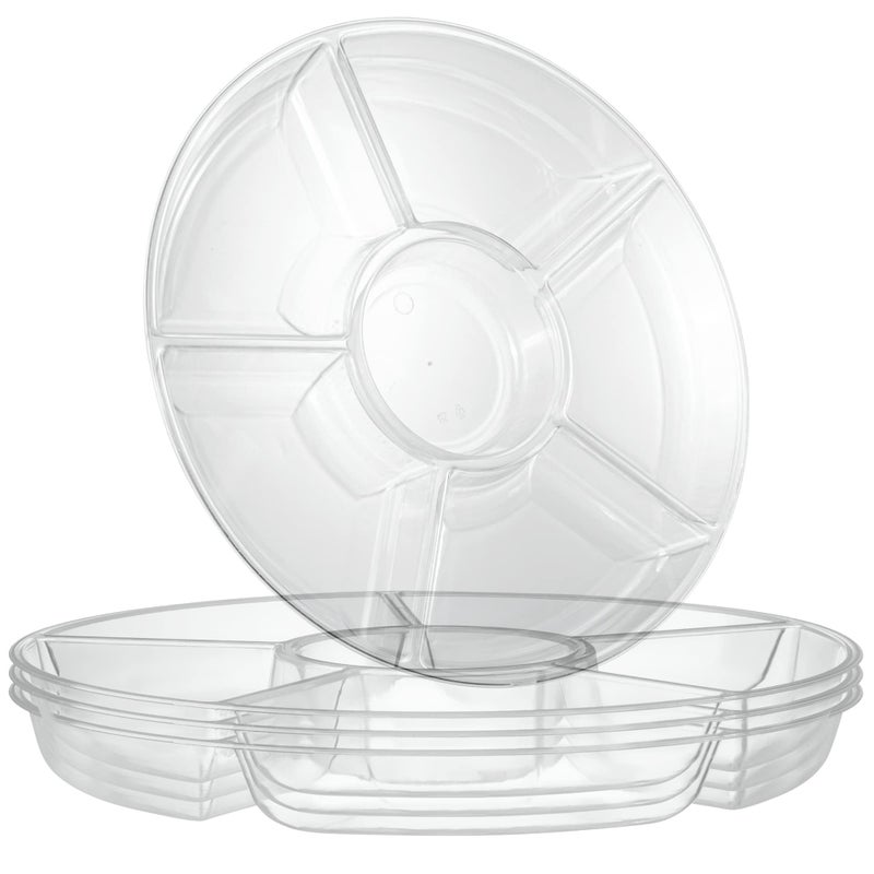 PLASTICPRO 6 Sectional Round Plastic Serving TrayPlatter 4 Clear